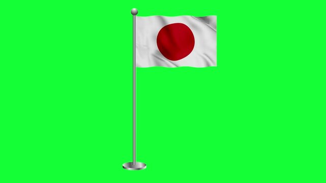 japan flag waving 3d rendered animation green screen 4k