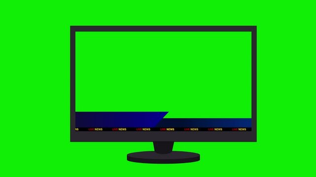 live breaking news lower third with tv screen blank text boxes on green  background