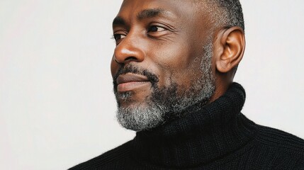 Obraz premium Mature African American Man Wearing Turtleneck Sweater in Studio