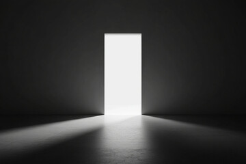 Exploring light and shadow through an open door in a dark space at twilight