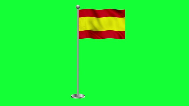 Spain colorful flag waving 3d rendered animation green screen 4k