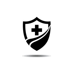 Obraz premium Health Protection Shield: A striking graphic of a shield emblazoned with a cross, symbolizing health protection and medical safety, conveying a sense of security and well-being.