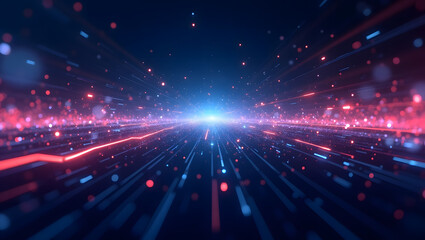 Obraz premium Glowing data streams in futuristic digital network background