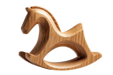 Wooden rocking horse toy, white isolate background