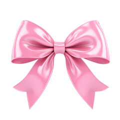 Pink Bow 3D Render Icon with Transparent Background