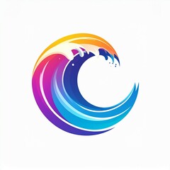 Wave icon logo with simple color on white background