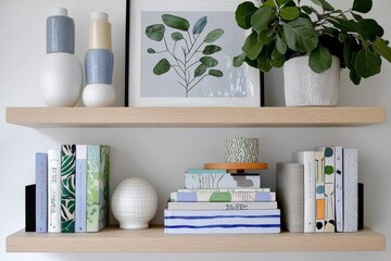 Stylish Modern Shelves With Books And Greenery Creating A Cozy Office Ambiance For Virtual Meetings And Presentations