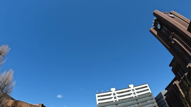 東京大学・安田講堂の全景 青空の下の歴史的建造物 東京都 文京区