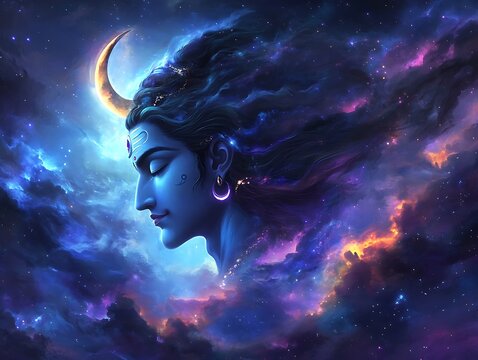 Cosmic Shiva A Celestial Portrait of the Divine