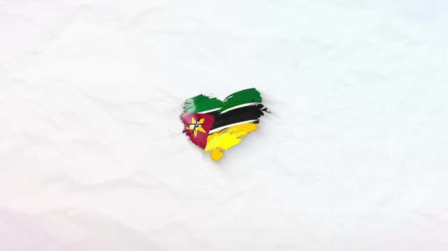 Mozambique grunge flag. Heart for your design. Beautiful heart consisting of paint strokes. Perfect for screensavers or intros