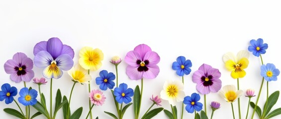 Colorful flowers on white background