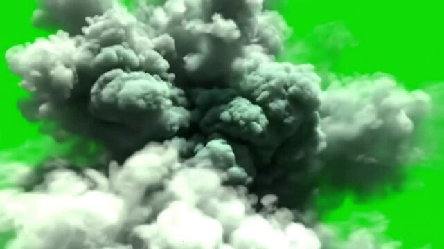 Cinematic Smoke or Cloud Explosion Puff in Slow Motion &ndash; Green Screen VFX Overlay for Action Scenes and Dramatic Edits

