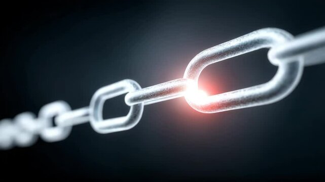 Strength in Unity: A single, gleaming chain link glows, highlighting the concept of connection and the power of unwavering bonds. Capturing a feeling of unbreakable and united strength. 
