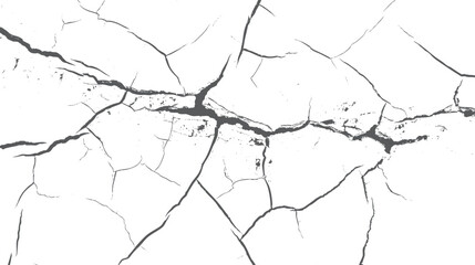 Crack texture from earthquake damage. Ground break sketch lines on vintage wall surface. Suitable for use in grunge theme design and retro digital compositions.