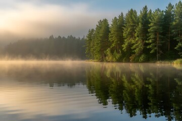 Obraz premium morning on the lake