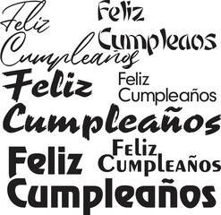 Happy Birthday!  Spanish Calligraphy Designs - Vector Graphics