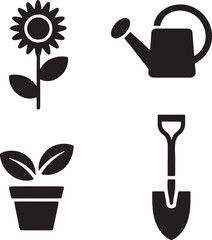 Silhouette Gardening Icon Set
