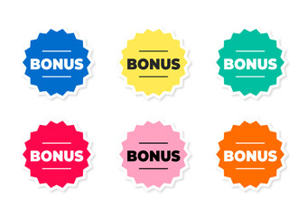 set of colored stickers bonus stickers with corners on a white background