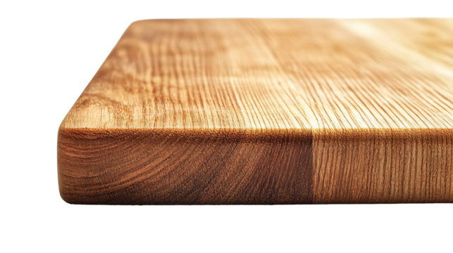 Natural brown wooden board on transparent. PNG