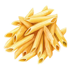Pile of penne pasta art on transparent background