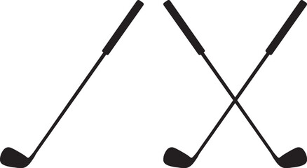 Golf Club Icon, Pair of Iron or Wedge Clubs Flat Vector Illustration for Golf Equipment and Sports Design