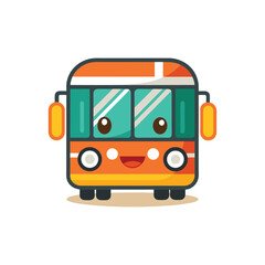 Flat and Minimal Bus logo vector illustration isolated on white background