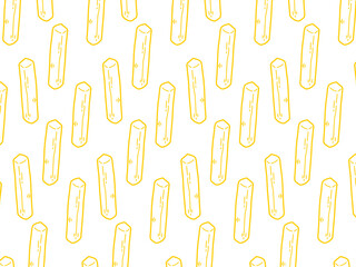 French fries simple minimalist icon and cute seamless pattern. Pommes frites doodle pattern. For packaging and banner design. Fry potato. Simple wooden chip design illustration