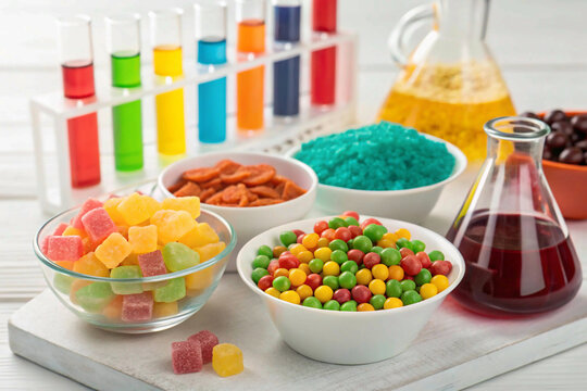 Food Coloring Concept as artificial dyes in processed food industry as synthetic color in ingredients