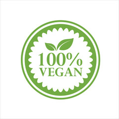 vegetarian 100% icon, logo, icon vector, green vegan label, background