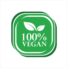 vegetarian 100% icon, logo, icon vector, green vegan label, background