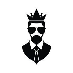Cool King Businessman Icon Vector