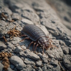 A woodlouse dormant under stone, soft minimalist
