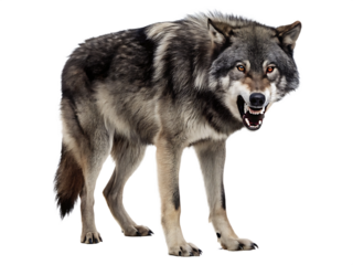 Angry gray wolf isolated on white background PNG