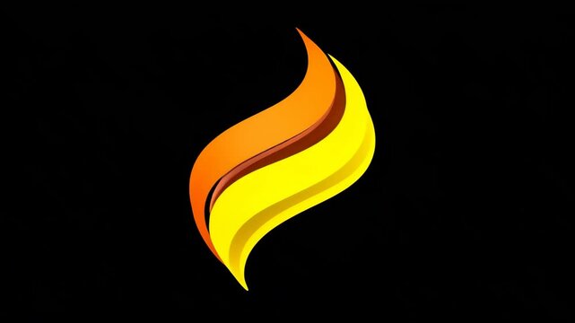 Gradient fire logo animation transforming dynamically on black background, revealing brand identity through fluid, vibrant sleek visual design. Orange, red, yellow colors flame motion graphics.