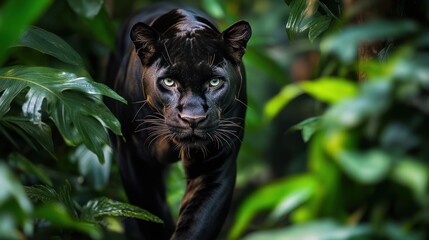 Majestic Black Panther in Lush Jungle