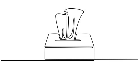 Tissue box. Line icon with shadow on white background, tissue box cover continuous one line drawing, Wet Napkin Line icon, Sketch Design, Pixel perfect, Editable stroke, Tissue paper napkins box line.