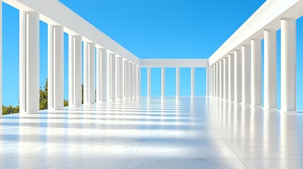 Fototapeta premium White Columns and Blue Sky Interior