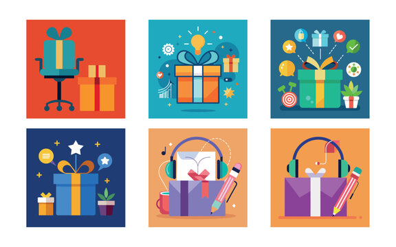 Corporate Gift Box with Office Supplies and Company Branding, A professional corporate gift box containing essential office supplies and featuring company branding elements