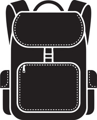 Classic Backpack Icon stylish and functional backpack, ideal for travel or everyday use. This vector illustration showcases a classic design with multiple compartments and adjustable straps.