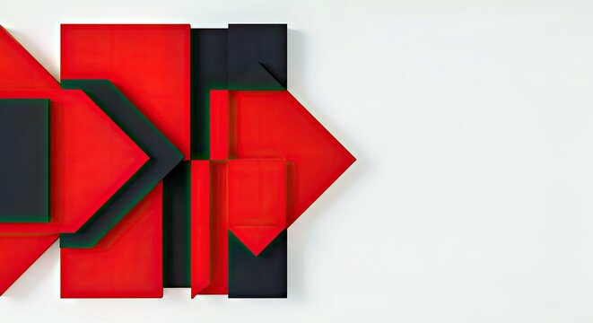 Striking Red Black Geometric Abstract Wall Art Design Modern Minimalist Angular Shapes Contemporary Interior Decor Accent Piece
