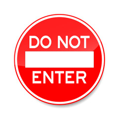 Do not enter sign vector. Red circular traffic sign with a white horizontal bar or text indicating no entry.