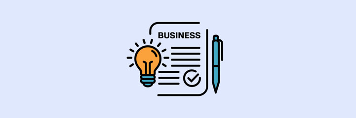 Vector illustration of a business sheet with a light bulb and checkmark – Ideal for business-related content, presentations, or productivity themes.
