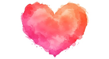 Watercolor Heart Shape in Shades of Pink and Orange
