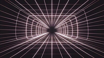 Fototapeta premium Wireframe Grid Tunnel: Abstract Futuristic Background for Technology Designs