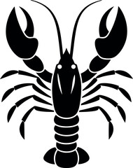 Obraz premium Simple vector of a lobster in black silhouette style — minimalist and elegant.