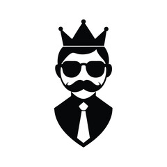 Cool King with Mustache and Sunglasses