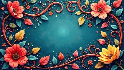 Intricate paisley floral pattern, swirling vines & blossoms , swirl, trendy, home