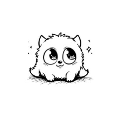 Whimsical fluffy creature with gleaming eyes, a charming digital illustration