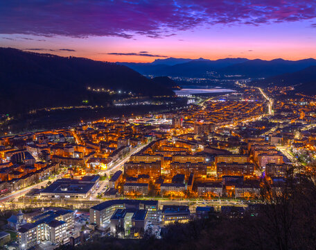 Piatra Neamt city at night. Romania