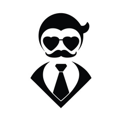 Stylish Man Heart Sunglasses Icon